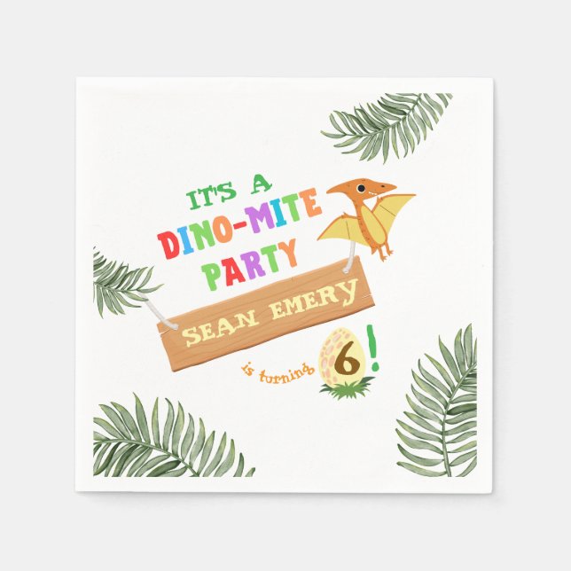 Roarfarbe: Atemberaubender Dinosaurier zum Geburts Serviette (Vorderseite)