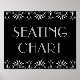 Roarin 20er Silver auf Black Art Deco-Signet Poster