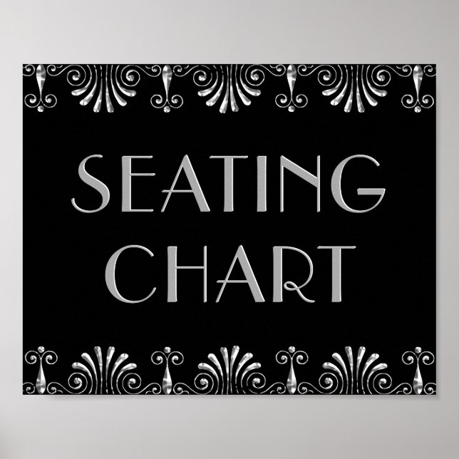 Roarin 20er Silver auf Black Art Deco-Signet Poster (Vorne)