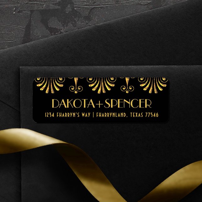 Roarin 20s Gold und Black Modern Art Deco Adresse (Von Creator hochgeladen)