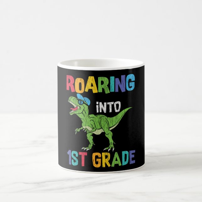 Roaring 1. Klasse Back School T rex Dinosaur Kinde Kaffeetasse (Mittel)