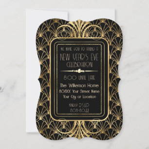 Roaring 20 Neujahr Art Deco Einladung