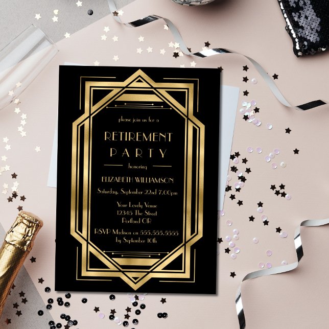 Roaring 20er Art Deco Black | Party für die Golden Einladung (Von Creator hochgeladen)