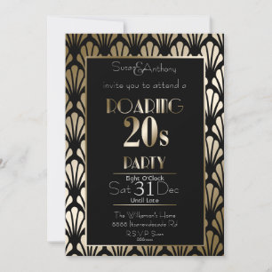 Roaring 20er Art Deco Gatsby Theme Gold Einladung