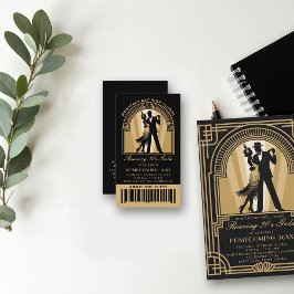 Roaring 20er Art Deco Prom Homecoming Mini Ticket Begleitkarte