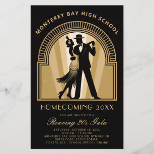 Roaring 20er Art Deco Prom Homecoming School Gala Flyer