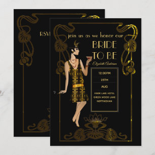 Roaring 20er Flapper Art Deco Gatsby Brautparty Einladung