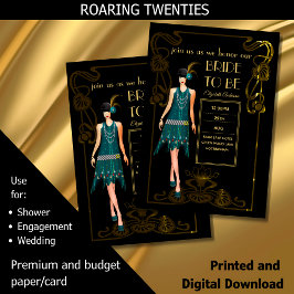 Roaring 20er Flapper Art Deco Gatsby Brautparty Einladung