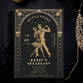 Roaring 20er Gatsby Gold Flapper Speakeasy Geburts Einladung