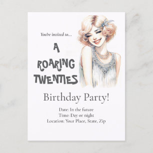 Roaring 20er Geburtstagsparty Einladung Postkarte