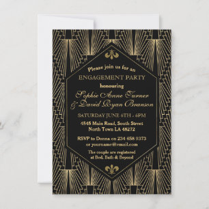 Roaring 20er große Gatsby Art Deco Engagement Part Einladung