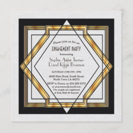 Roaring 20er große Gatsby Art Deco Engagement Part Einladung