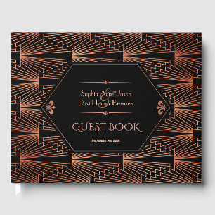 Roaring 20er große Gatsby Copper Art Deco Hochzeit Gästebuch