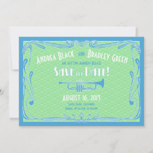 Roaring 20er Jahre Trumpet Hochzeit retten das Dat Einladung