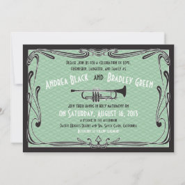 Roaring 20er Jahre Trumpet Mint Green Wedding Einladung