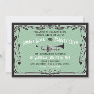 Roaring 20er Jahre Trumpet Mint Green Wedding Einladung