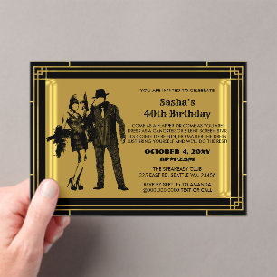 Roaring 20er Kunst Deko Flapper Girl and Gangster Acryleinladungen