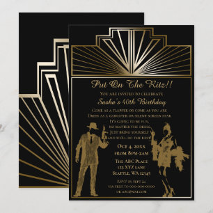 Roaring 20er Kunst Deko Flapper Girl and Gangster Einladung