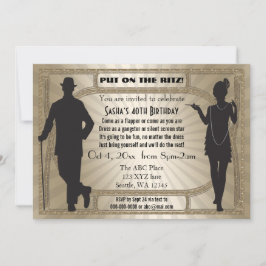 Roaring 20er Kunst Deko Flapper Girl and Gangster Einladung