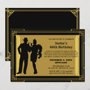 Roaring 20er Kunst Deko Flapper Girl and Gangster  Einladung
