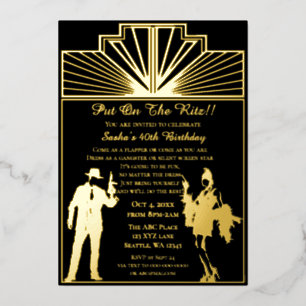 Roaring 20er Kunst Deko Flapper Girl and Gangster  Folieneinladung