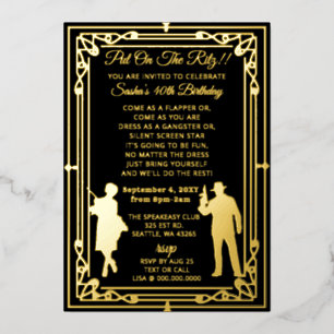 Roaring 20er Kunst Deko Flapper Girl and Gangster  Folieneinladung