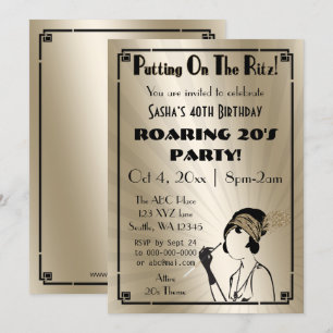 Roaring 20er Kunst Deko Flattergirl Einladung