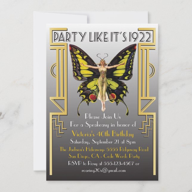 Roaring 20's Art Deco Flapper Party Einladung (Vorderseite)
