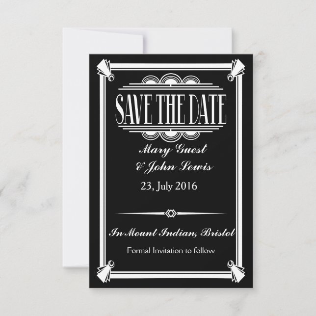 Roaring 20's Art Deco Gatsby Save the Date (Vorderseite)