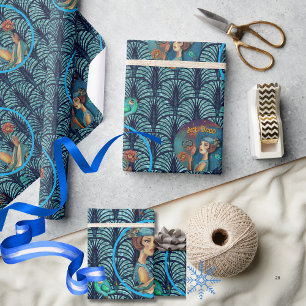 Roaring 20's Art Déco Lady in Blue Geschenkpapier