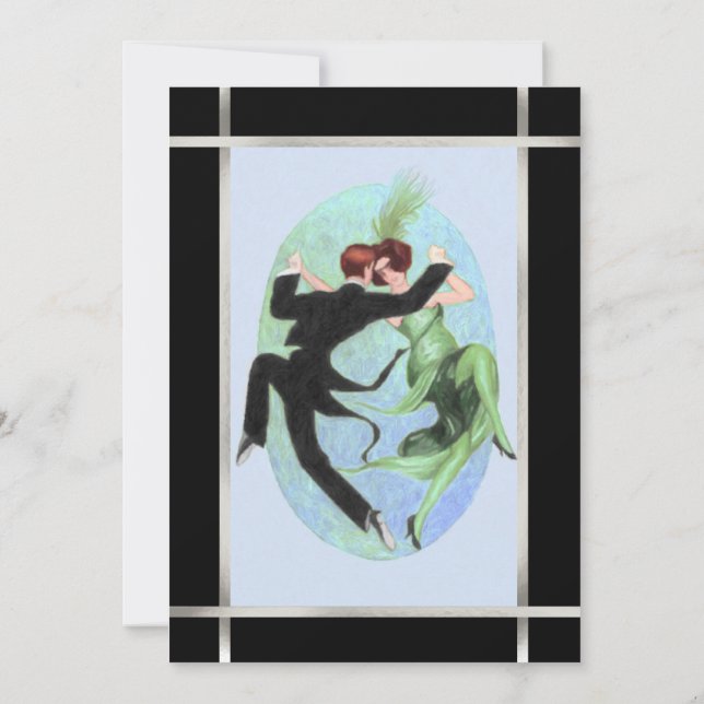 Roaring 20's Dancing Couple Cocktail Party Einladung (Rückseite)