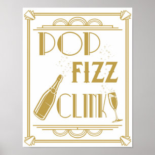 Roaring 20's Drinks Bar signieren Pop Fizz Clink P Poster