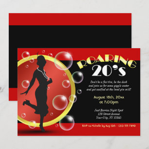 Roaring 20's Flapper Girl Giggle Wasser Einladunge Einladung