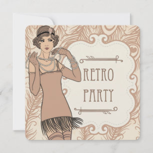 Roaring 20's Flapper Girl Retro Party Einladungen