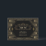 Roaring 20s Great Gatsby Art Deco 18. Geburtstag Dankeskarte<br><div class="desc">Great Gatsby Vintag Art Deco Geburtstagsparty Einladung. Das inspirierte Design der 20er Jahre ist in Schwarz und Gold gehalten und weist einen schönen geometrischen Stil des Art Déco auf. Verwenden Sie das Tool Personalisieren,  um Ihre Informationen hinzuzufügen. Siehe auch meine 18. Geburtstagskollektion.</div>