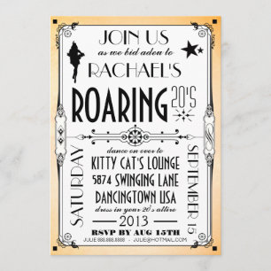 Roaring 20's Retro Art Déco Party Einladung