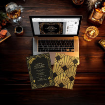 Roaring 20s Speakeasy-Party-Einladung im Art Deco-
