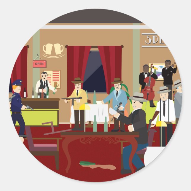 Roaring 20's Speakeasy USA (Simple History) Runder Aufkleber (Vorderseite)