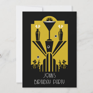 Roaring 20ties Art Deco Gangster Geburtstag Einladung