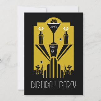 Roaring 20ties Art Deco Gangster Geburtstag Einladung