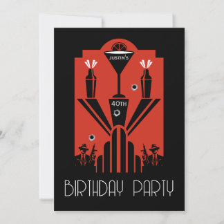 Roaring 20ties Art Deco Gangster Geburtstag Einladung