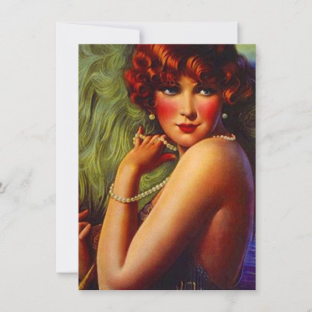 Roaring 20ties Pearls Plumes Flapper Einladung (Vorderseite)