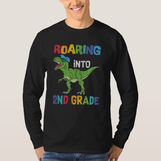 Roaring 2. Klasse Back School T rex Dinosaur Kinde T-Shirt (Vorderseite)