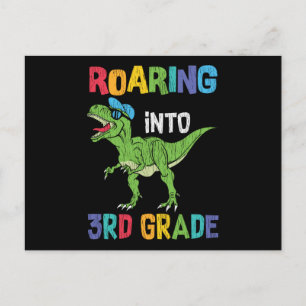 Roaring 3. Klasse Back School T rex Dinosaur Kinde Postkarte