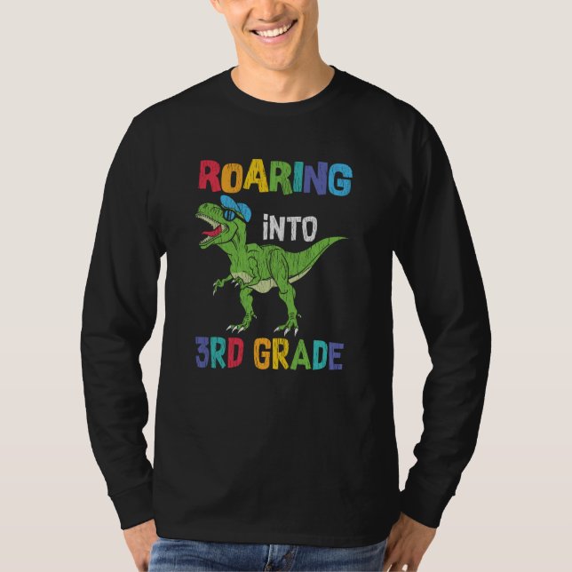 Roaring 3. Klasse Back School T rex Dinosaur Kinde T-Shirt (Vorderseite)