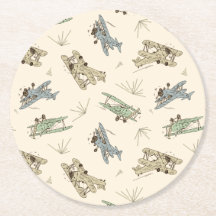 Roaring Art Deco Bi-Flugzeug - blaues grünes Muste