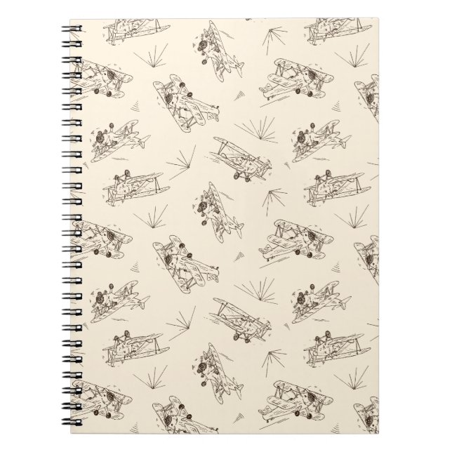 Roaring Art Deco Bi-Flugzeug - Skizzenmuster. Notizblock (Vorderseite)