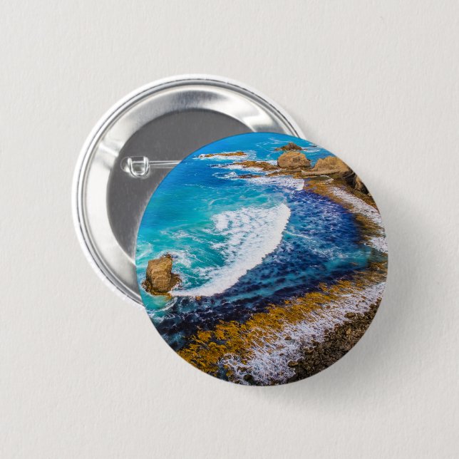 Roaring Bay am Nugget Point Button (Vorne & Hinten)