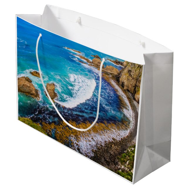 Roaring Bay am Nugget Point Große Geschenktüte (Rückseite Schrägansicht)