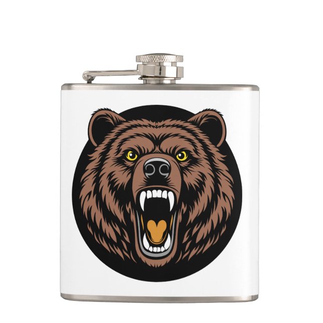 Roaring Bear Power Emblem Flachmann (Vorderseite)